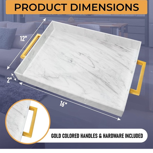 Acrylic Serving Tray with Gold Handles. - Picture 3 of 4